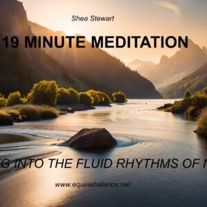 Horse and human harmonizing with nature's fluid rhythms during a craniosacral therapy session.